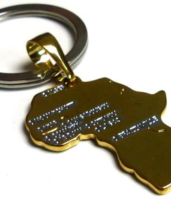 Porte clé homme pendentif carte afrique Acier doré