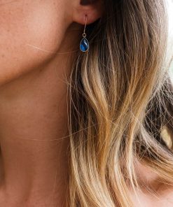 Boucles d oreilles Topaze bleue et plaqué or femme artisanales